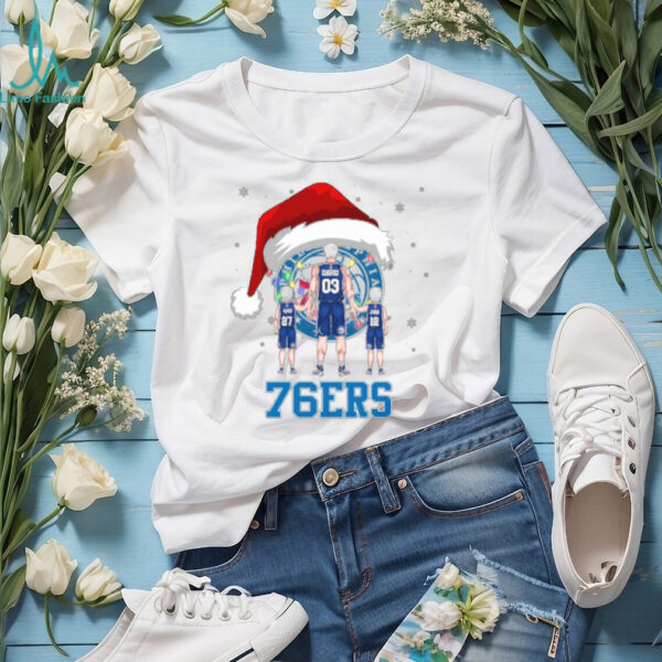 Philadelphia 76ers Christmas Dad Tee – Custom NBA Family Shirt – Personalized Name & Number Gift for Holiday & Game Day