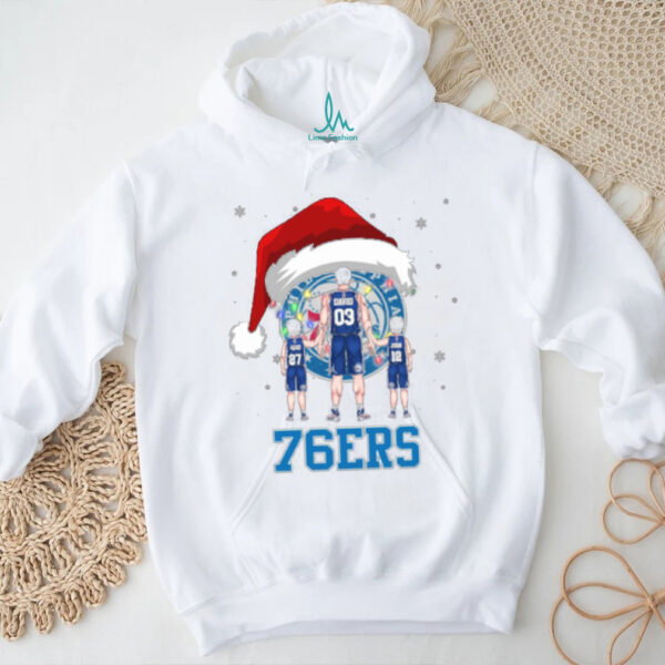 Philadelphia 76ers Christmas Dad Tee – Custom NBA Family Shirt – Personalized Name & Number Gift for Holiday & Game Day