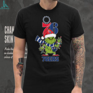 Philadelphia 76ers Christmas Grinch Santa Hat Holiday 2025 TShirt