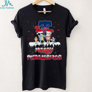 Philadelphia Phillies Bluey Family Christmas Tee – MLB Fan Shirt – Personalized Custom Name Holiday Gift for Sports Lovers