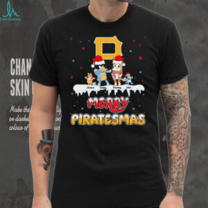 Pittsburgh Pirates Bluey Family Christmas Tee – Personalized MLB Fan Shirt – Holiday Baseball Gift with Custom Name Option