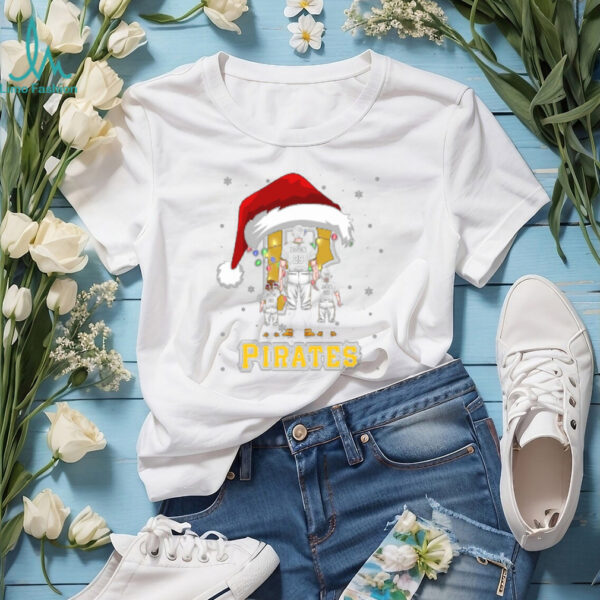 Pittsburgh Pirates Custom Santa Christmas Lights Family Tee – Personalized MLB Fan Shirt – Holiday Baseball Gift for Kids & Adults