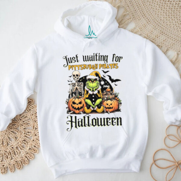 Pittsburgh Pirates Just Waiting for Halloween Shirt – Custom Name MLB Tee – Personalized Grinch Spooky Baseball Gift