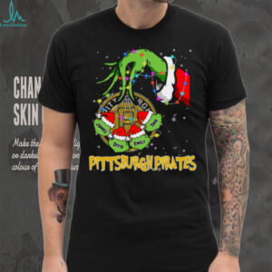 Pittsburgh Pirates Personalized Grinch Xmas Lights Shirt – Custom Name MLB Fan Holiday Baseball Tee