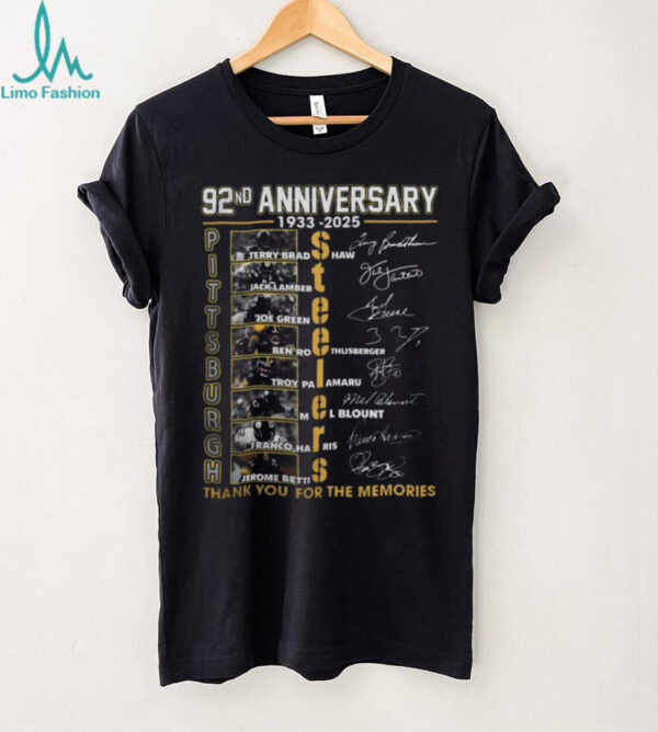 Pittsburgh Steelers 92nd Anniversary Thank You For The Memories T Shirt 1933 2025 Official Fan Gear