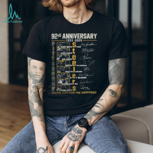 Pittsburgh Steelers 92nd Anniversary Thank You For The Memories T Shirt 1933 2025 Official Fan Gear