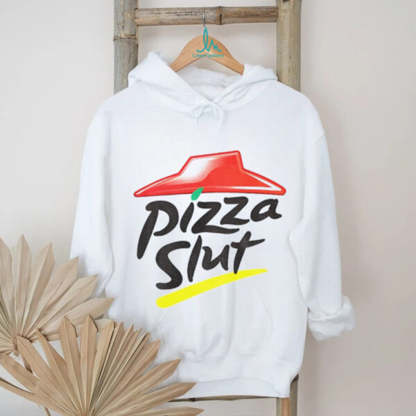 Pizza Slut Pizza Hut logo parody shirt