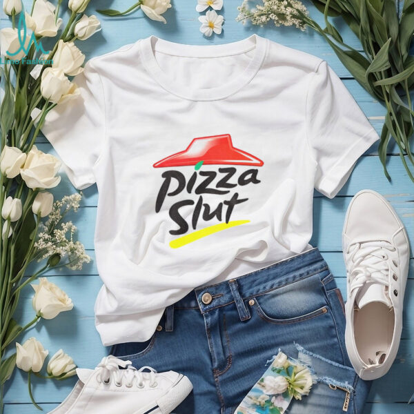 Pizza Slut Pizza Hut logo parody shirt