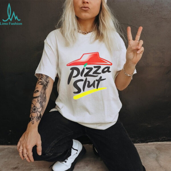 Pizza Slut Pizza Hut logo parody shirt