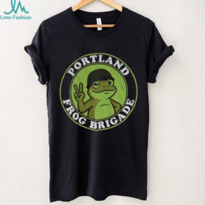 Portland Frog Brigade Badge Peace Sign Mascot shirt