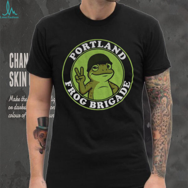 Portland Frog Brigade Badge Peace Sign Mascot shirt