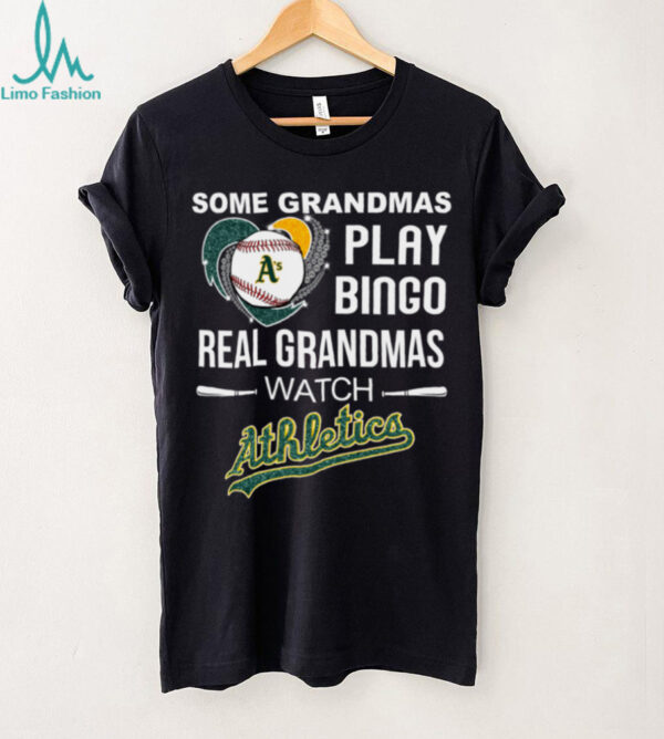 Real Grandmas Watch Athletics Baseball Diamond Heart Shirt