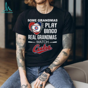 Real Grandmas Watch Chicago Cubs Baseball Diamond Heart Shirt