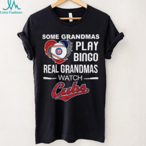 Real Grandmas Watch Chicago Cubs Baseball Diamond Heart Shirt