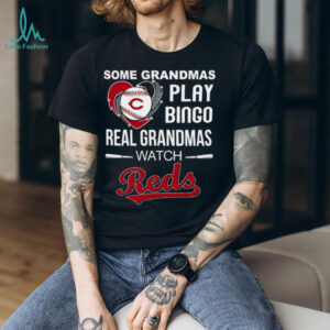 Real Grandmas Watch Cincinnati Reds Baseball Diamond Heart Shirt