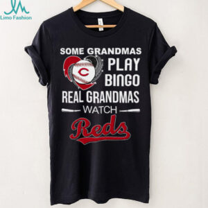 Real Grandmas Watch Cincinnati Reds Baseball Diamond Heart Shirt
