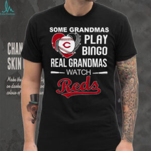 Real Grandmas Watch Cincinnati Reds Baseball Diamond Heart Shirt