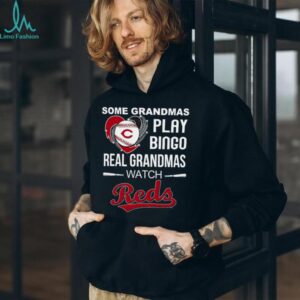 Real Grandmas Watch Cincinnati Reds Baseball Diamond Heart Shirt