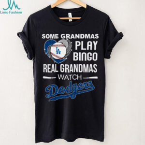 Real Grandmas Watch Los Angeles Dodgers Baseball Diamond Heart Shirt