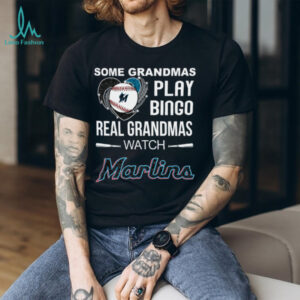 Real Grandmas Watch Miami Marlins Baseball Diamond Heart Shirt