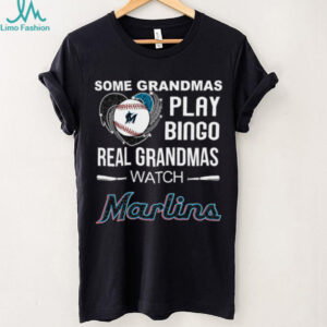 Real Grandmas Watch Miami Marlins Baseball Diamond Heart Shirt