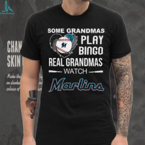 Real Grandmas Watch Miami Marlins Baseball Diamond Heart Shirt