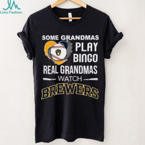 Real Grandmas Watch Milwaukee Brewers Baseball Diamond Heart Shirt