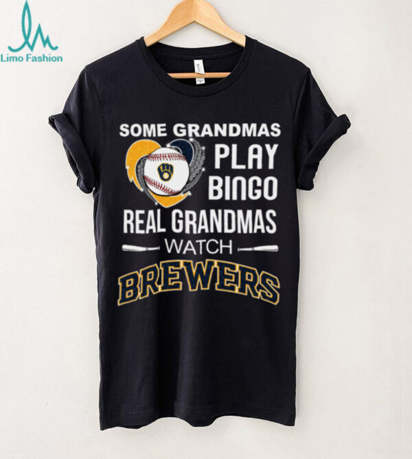 Real Grandmas Watch Milwaukee Brewers Baseball Diamond Heart Shirt