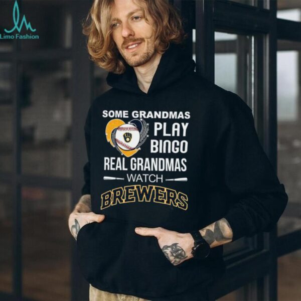 Real Grandmas Watch Milwaukee Brewers Baseball Diamond Heart Shirt