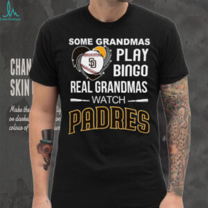 Real Grandmas Watch San Diego Padres Baseball Diamond Heart Shirt