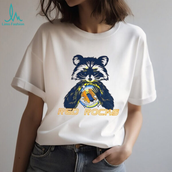Red rocks crystal ball raccoon shirt