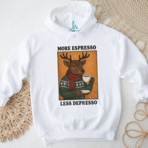 Reindeer drinking coffee more espresso less depresso Christmas shirt