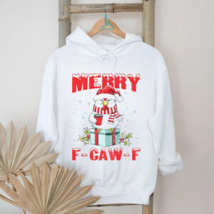 Rooster meme Santa hat Merry F Caw F Merry Christmas shirt