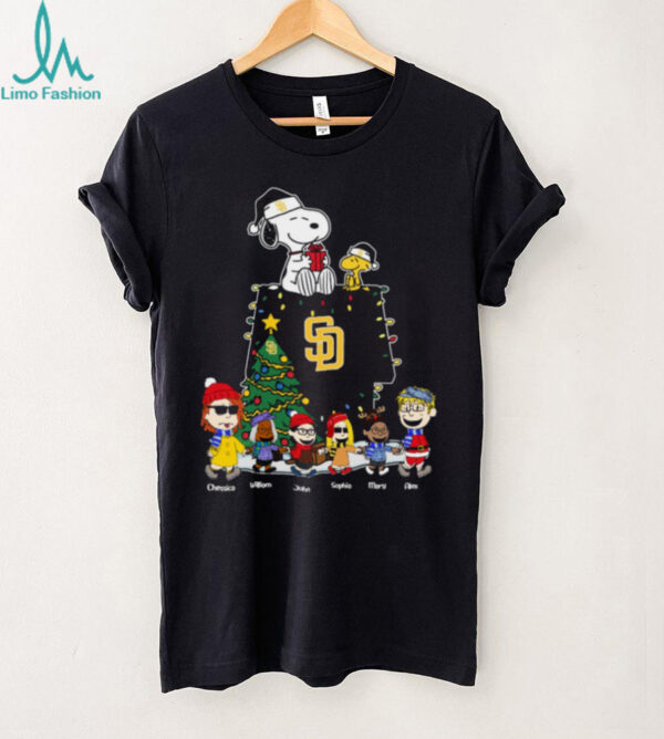 San Diego Padres Custom Christmas Shirt – Peanuts Style MLB Tee Gift For Kids, Fans & Winter Family Vibes
