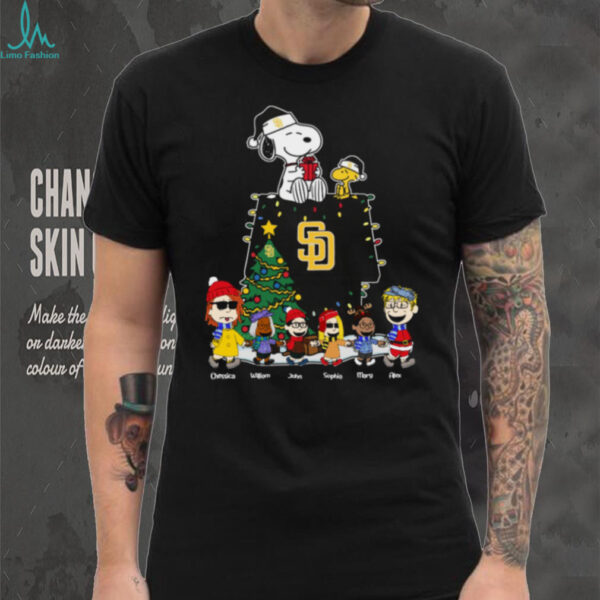 San Diego Padres Custom Christmas Shirt – Peanuts Style MLB Tee Gift For Kids, Fans & Winter Family Vibes