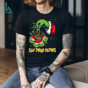 San Diego Padres Custom Name Grinch Holiday Lights Shirt – Personalized MLB Baseball Fan Christmas Tee