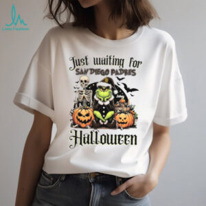 San Diego Padres Just Waiting for Halloween Tee – Custom Name MLB Fan Shirt – Personalized Grinch Spooky Baseball Gift