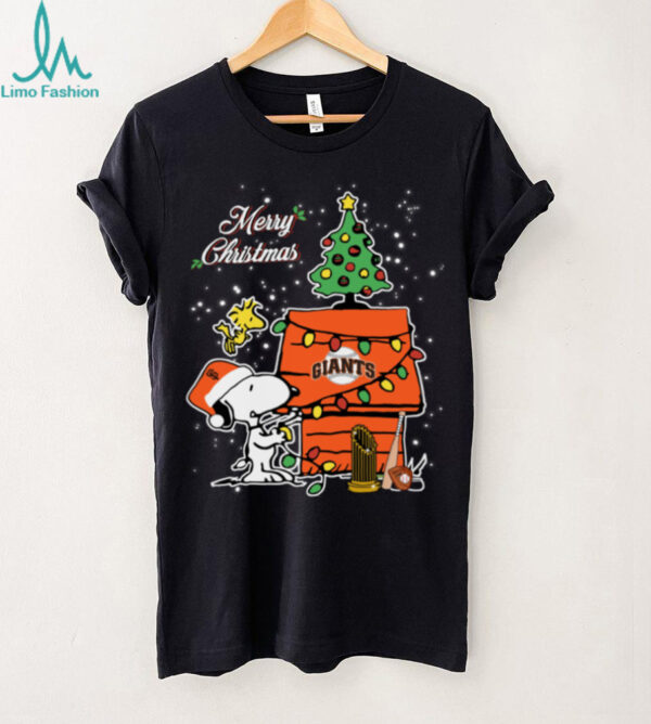 San Francisco Giants Merry Christmas With Snoopy Baby T Shirt
