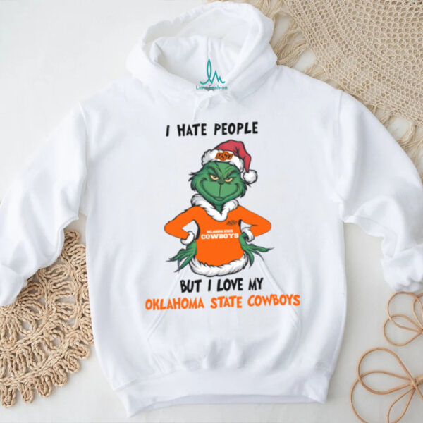 Santa Grinch I Hate People But I Love My Oklahoma State Cowboys 2024 Hoodie Sweatshirt