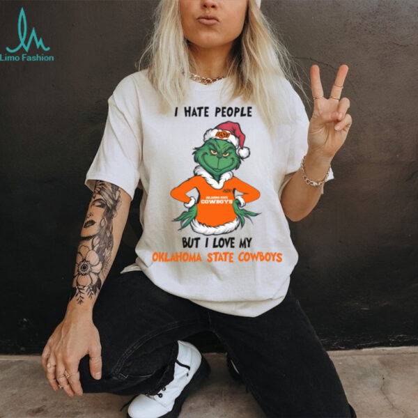 Santa Grinch I Hate People But I Love My Oklahoma State Cowboys 2024 Hoodie Sweatshirt