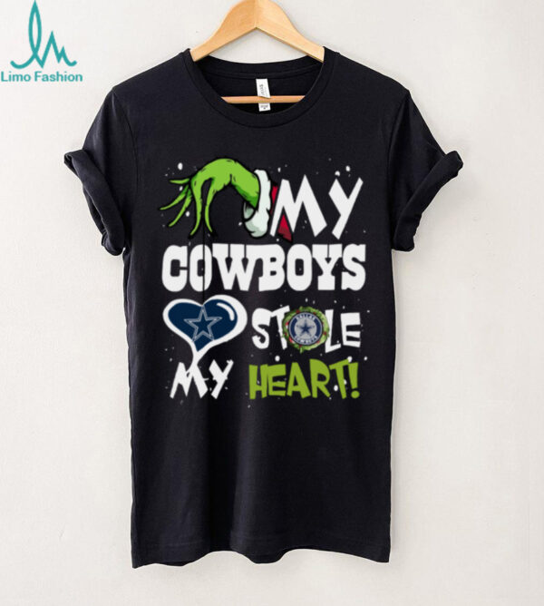 Santa Grinch X My Cowboys Football Stole My Heart Christmas 2024 Hoodie