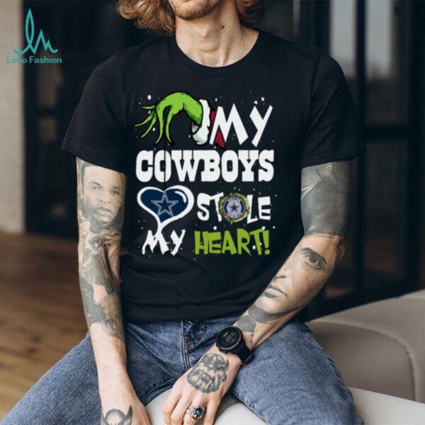 Santa Grinch X My Cowboys Football Stole My Heart Christmas 2024 Hoodie