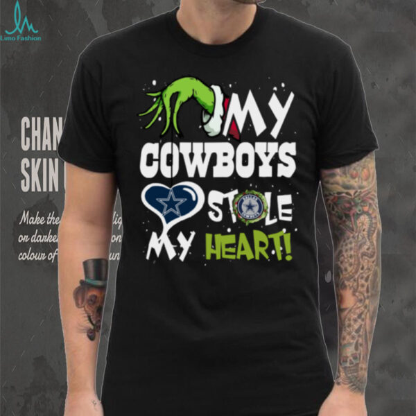 Santa Grinch X My Cowboys Football Stole My Heart Christmas 2024 Hoodie