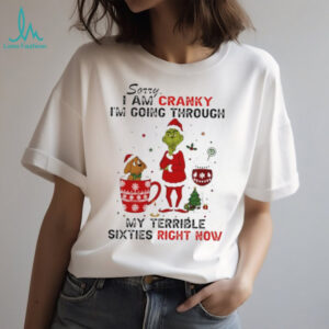 Santa Grinch sorry I am cranky I’m going through my terrible sixties right now Christmas shirt