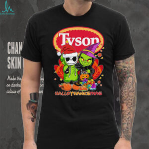 Santa Jack Skellington And Grinch x Tyson Happy HalloThanksMas Turkey Logo Tee