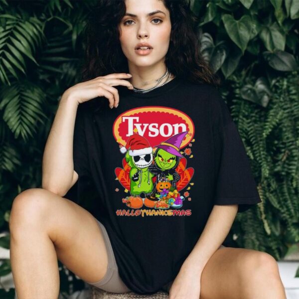 Santa Jack Skellington And Grinch x Tyson Happy HalloThanksMas Turkey Logo Tee
