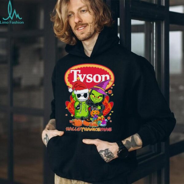 Santa Jack Skellington And Grinch x Tyson Happy HalloThanksMas Turkey Logo Tee