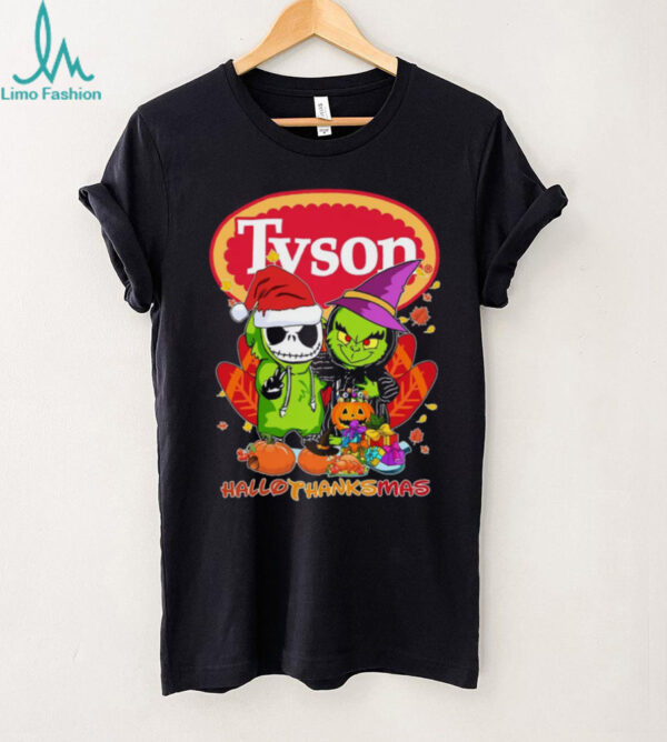 Santa Jack Skellington And Grinch x Tyson Happy HalloThanksMas Turkey Logo Tee