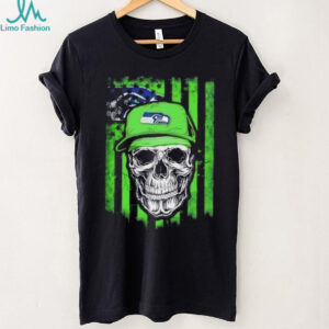 Seattle Seahawks Football Skull Us Flag T Shirt