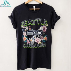Seattle Seahawks Womens Navy Blue Flowers Fitted Design Shirt